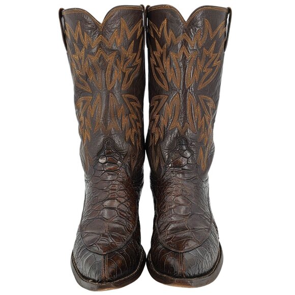 Vintage Exotic Justin Cowboy Boots Mens size 9D Brown Western 9020 White Label - Picture 3 of 16